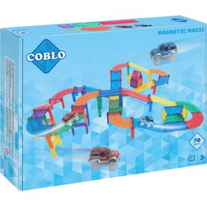 Coblo Classic Racebaan 70 stuks - Magnetisch speelgoed - Constructiespeelgoed - Magnetische bouwstenen - Magnetic tiles - Cadeau kind - Speelgoed 3 jaar t/m 12 jaar