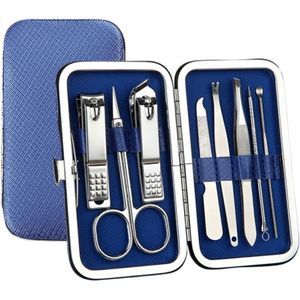 8-delige roestvrijstalen nagelknipperset, schaarset, nagelverzorgingsset, pedicure, nagelkunst, beautyset, nagelkunstgereedschap (zwart)