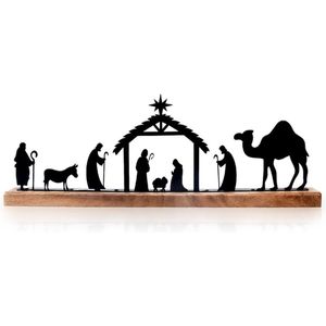 Kerststal Figuren Houten Metaal MANGO 51x5x18 cm - Kerstfiguren