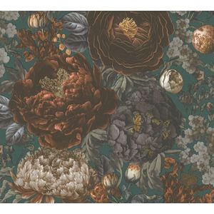 WEELDERIGE BLOEMEN BEHANG | Vintage - Groen Grijs Oranje - Living Walls Michalsky 5