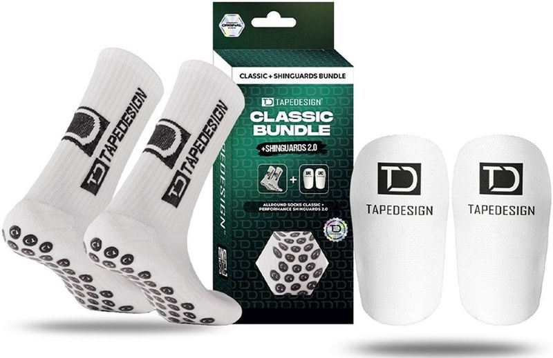 Tape Design Classic Bundle + Shinguard 2.0 Pack Lange Sokken Wit EU 37-48 Man