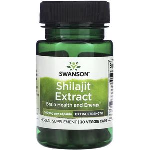Swanson Shilajit Extract Extra Strength – 100 mg TruFulvic® – met minimaal 70% fulvinezuur – 30 vegan capsules – natuurlijk mineralencomplex