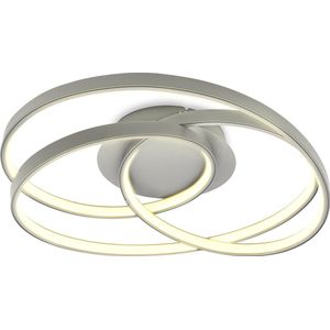 B.K.Licht - LED Plafondlamp Ringen - voor woonkamer - zilver - ronde plafonniére - 3.000 K - 4.600 Lm - 35 W
