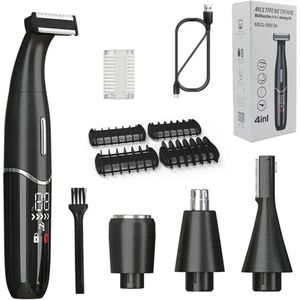 Multifunctioneel elektrisch scheerapparaat 4-in-1 voor baard, neus en wenkbrauwen, waterdicht en roestvrij staal, USB-oplaadbaar