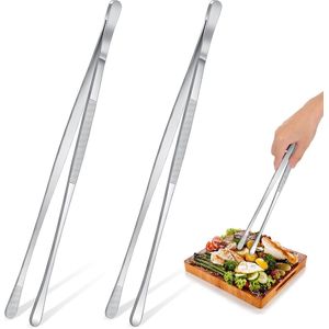 SNQ Pincet - Kooktang - Kookpincet - 30,5 cm - Keukenpincet - Roestvrij staal - Lange pincet - Barbecuepincet - Keukentang - 2 stuks