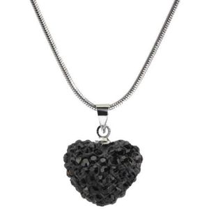 Fako Bijoux® - Ketting - Disco Dots - Hart - Zwart