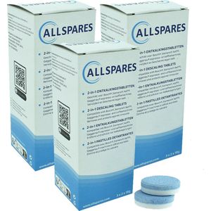 AllSpares 2-in-1 Ontkalkingstabletten (18x 18gr Tabs) geschikt voor koffiemachines van Bosch 311821 / 311975 / TCZ8002 / en Siemens Neff Gaggenau 00311975 / TZ80002