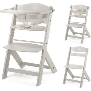 Kinderkraft ENOCK - Houten Kinderstoel 3-in-1 - Hoge babystoel - Hoogte verstelbaar in 5 niveaus - 3-punts gordels, - Tot 10 jaar - Beige