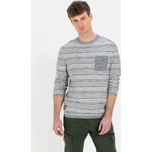 camel active Gebreide trui met strepenpatroon - Maat menswear-XL - Blauw-Grijs