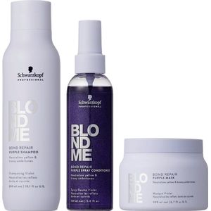 Schwarzkopf - Blond Me - Purple Toning Shampoo, Masker en Spray Conditioner set