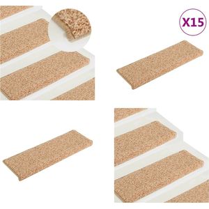 vidaXL Trapmatten 15 st 65x21x4 cm goudkleurig - Trapmat - Trapmatten - Traptapijt - Traptapijten