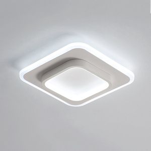 Delaveek-Vierkante Moderne LED plafondlamp -24W- 6500K Koel Wit - Wit - Aluminium