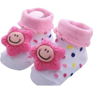 Super schattige babysokken - Baby Sokken - New born sokken - Kraamcadeau voor Jongen of Meisje - Babyshower Cadeau - Kraammand - Ster - Roze