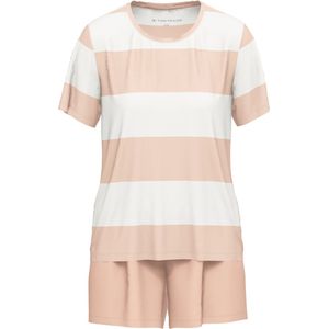 TOM TAILOR Stretch Cotton dames shortama - ronde hals - peach - Maat 36