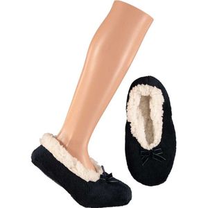 Dames ballerina sloffen/pantoffels zwart maat 35-38