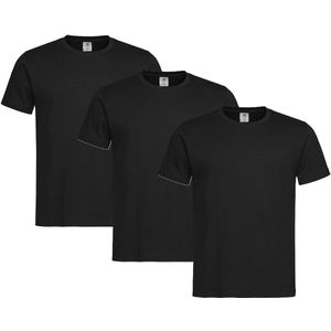 Zwart basic heren t shirt ronde hals - 3x - 100% katoen - onder shirts, maat: L
