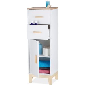 Badkamerkast 2 lades - HxBxD 975 x 32 x 28 cm - Smalle handdoekenkast wit badkamerkasten hoog