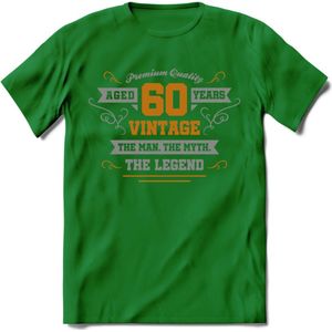 60 Jaar Legend T-Shirt | Goud - Zilver | Grappig Verjaardag Cadeau | Dames - Heren | - Donker Groen - 3XL