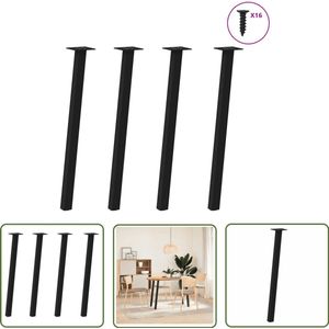 The Living Store Salontafelpoten 4 st 72 cm staal zwart - Salontafel Potten - Zwarte Salontafelpoten - Metalen Salontafelpoten - Salontafel Onderstel - Tafelpoten Set