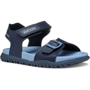 Geox - Fusbetto - Slippers - Blauw - Leerachtig Materiaal