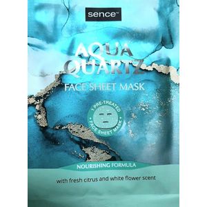 Sence - water kwarts gezichtsmasker - aqua quartz - tissue masker - sheetmask print - voedend - vegan - citrus jasmijn geur - 20ml