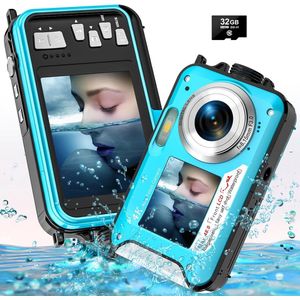 YISENCE Onderwatercamera - 4K UHD 48MP Digitale Camera met Autofocus, Dubbele Schermen en Waterdicht Ontwerp
