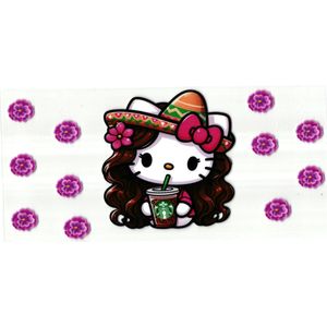 UV DTF cup sticker - stickers - beker - cup - koffie - drinkbeker - sticker - uv sticker - butterfly - hobby - stikker - zelfklevende sticker - leuk voor op drinkbeker - Hello Kitty - poes - kat - beplakken op alle objecten - leuk voor op je koffer