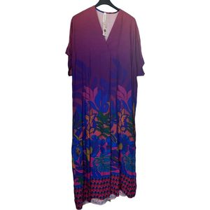 Dames Maxi-Jurk Kaftan-Jurk Onesize 38-48 paars/blauw/roze