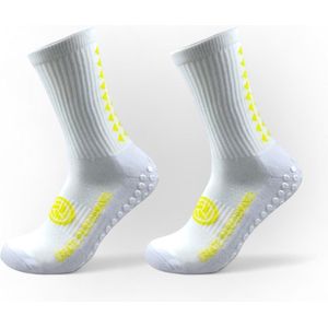 CREATE PERFORMANCE - Gripsokken - voetbal - Performance Sokken - Voetbalsokken - Sportsokken - (2 stuks) Maat 40 tot 45 - Anti slip - Wit/Geel