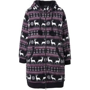 Ulla Popken Badjas kort  pink / zwart / wit