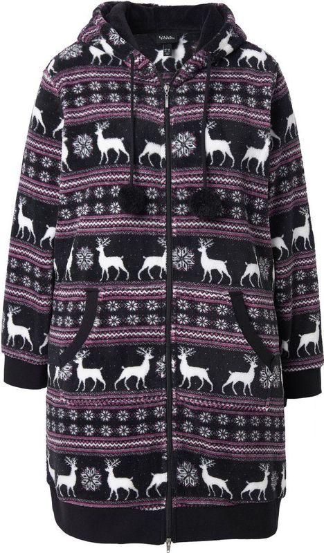 Ulla Popken Badjas kort  pink / zwart / wit