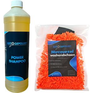 Auto Gepolijst Autowashandschoen Oranje + Auto Shampoo – Auto Wassen – Auto Poetsen – Auto Was Set – Auto Spons