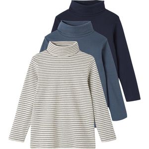 Vertbaudet - Set van 3 T-shirts - Rolkraag - Jongens - Lange Mouwen - 100% Katoen