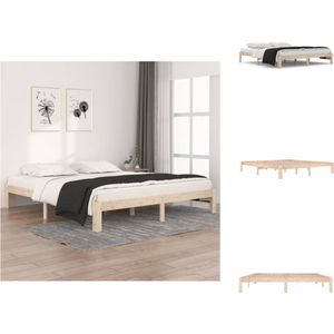 vidaXL Houten Bedframe - Complete slaapkamer toevoeging - Hoogwaardig massief grenenhout - Stabiel en stevig - Geschikt voor 180 x 200 cm matras - Montage vereist - Bed