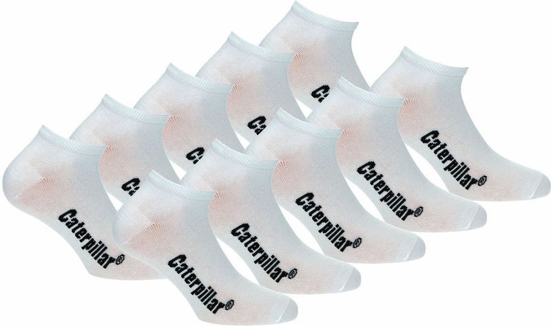 Caterpillar - Herensokken - Wit - Enkelhoogte - 10 Paar - Katoen