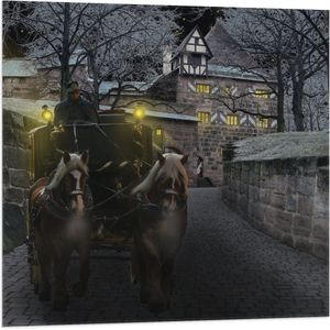 Vlag - Pad - Persoon - Bomen - Huis - Dier - Paarden - Lampen - 80x80 cm Foto op Polyester Vlag