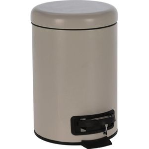 Taupe vuilnisbak/pedaalemmer 3 liter van 17 x 25 cm - Badkameraccessoires/benodigdheden - Toiletaccessoires/benodigdheden - Kleine prullenbakken