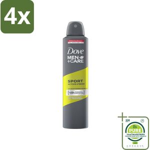 Dove - Deodorant - Spray Men - Sport Active + Fresh - Energiek en verfrissend - 250 ml - Voordeelverpakking - 4 stuks - Deodorant - Antitranspirant