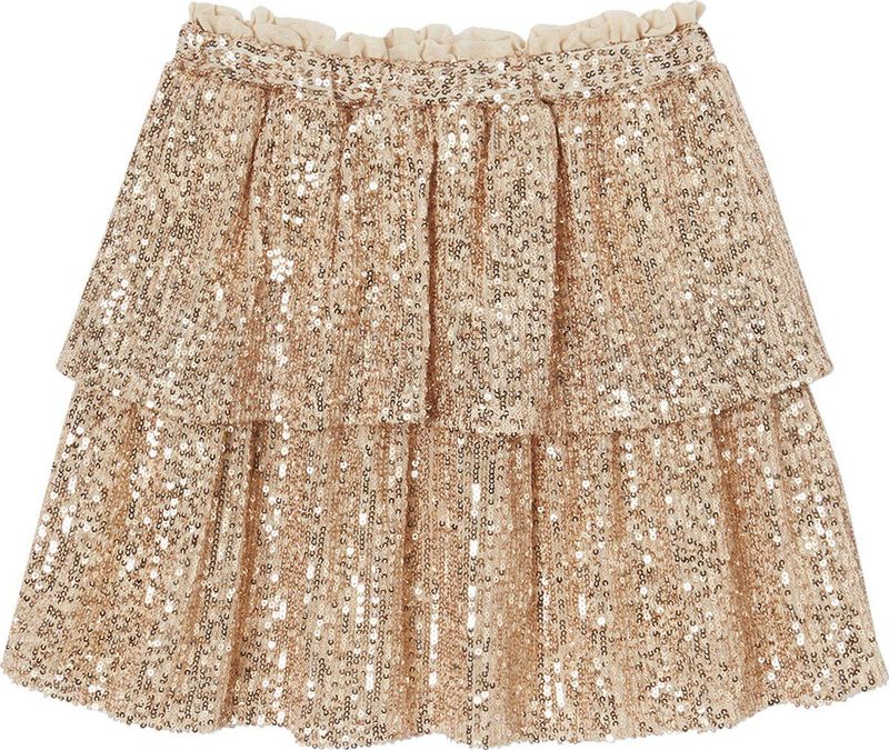 Meisjesrok - Goud - Met Ruches - Met Pailletten - Voor Kerst