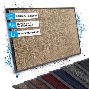 FLOORDIREKT Deurmat SKY - Droogloopmat - Schoonloopmat - voor Binnen en Buiten - Okerzwart - 120 x 300 cm