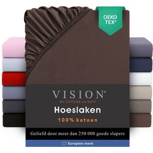VISION Hoeslaken - 180x200 cm - Chocolade - 100% katoen