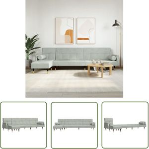 The Living Store Slaapbank L-vormig 271x140x70 cm fluweel lichtgrijs - Slaapbank - Hoekbank - Lounge Bank - Velvet Sofa - Grijs Meubilair