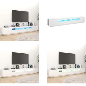 vidaXL Tv-meubel met LED-verlichting 260x35x40 cm wit - Tv-kast - Tv-kasten - Televisiekast - Televisiekasten
