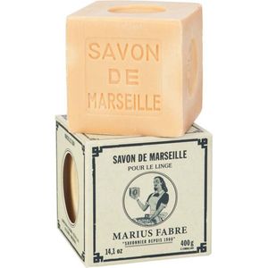 Witte Marseillezeep (Savon de Marseille) - 400 gram (zonder palmolie en plasticvrij verpakt) - Marseille zeep blank voor de hand- en machinewas - vegan - dierproefvrij - zonder chemische toevoegingen