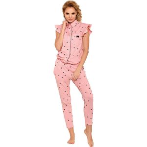 Roze lange pyjama met hartjes PIGEON