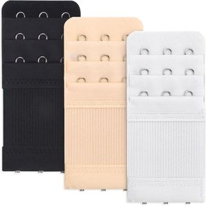 3 Stuks BH-Extenders voor Dames - Rekbare Beha-Verlengband met 3 Haken en 3 Rijen