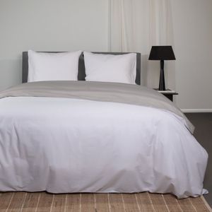 Superieur - Dekbedovertrek Twin Face - Wit / Lichtgrijs - 100% Katoen - 260x200/220cm Extra Breed