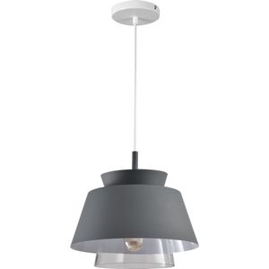 QUVIO Hanglamp modern / Plafondlamp / Sfeerlamp / Leeslamp / Eettafellamp / Verlichting / Slaapkamer lamp / Slaapkamer verlichting / Keukenverlichting / Keukenlamp - Dubbele kap van metaal en glas - Diameter 29 cm
