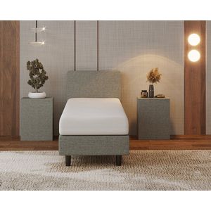 Nessa® - 70x200 Boxspring Bjorn Grijs + Pocketvering matras 20cm