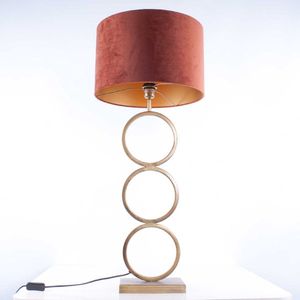 Tafellamp capri 2 ringen | 1 lichts | koper / bruin / goud | metaal / stof | Ø 40 cm | 94 cm hoog | tafellamp | modern / sfeervol / klassiek design